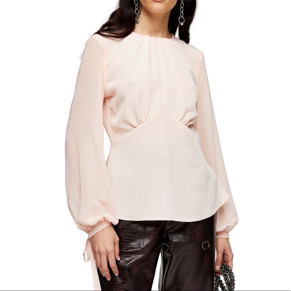 Topshop Chiffon Tea Blouse New Condtion, Peach, 2